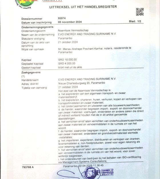Chamber of Commerce & Industry - EVO Energy & Trading Suriname N.V._1